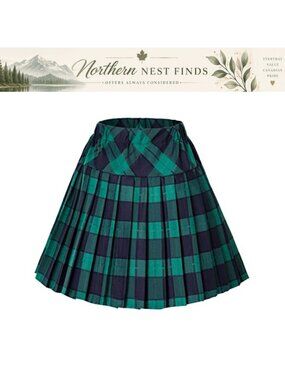 High Waist Pleated School Tartan Mini Plaid Skirt
